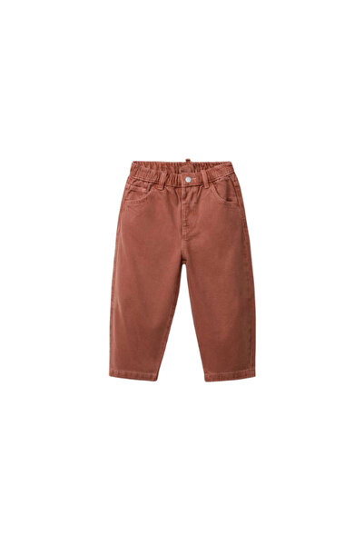 enzabutik Laciel Kiremit Rengi %100 Pamuklu Oversize Beli Lastikli Çocuk Pant...