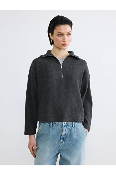 LC Waikiki Rmz Gi̇yi̇m Farkiyla Devrik Roba Collar Women's Knitwear Sweater