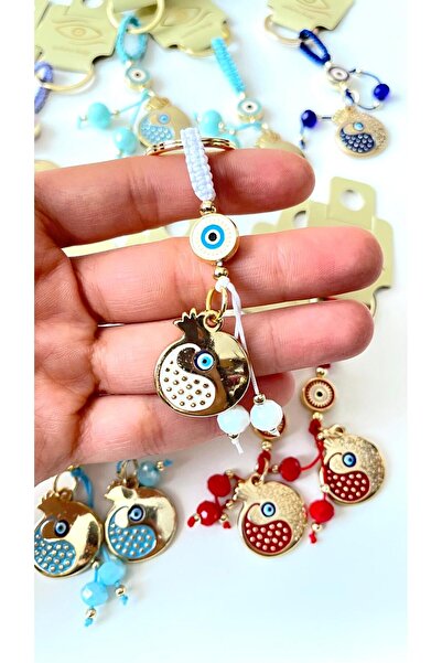 Cassime Μπρελόκ με μοτίβο λευκού ρόδιου και επίχρυσο σχέδιο με το μάτι της μέ...