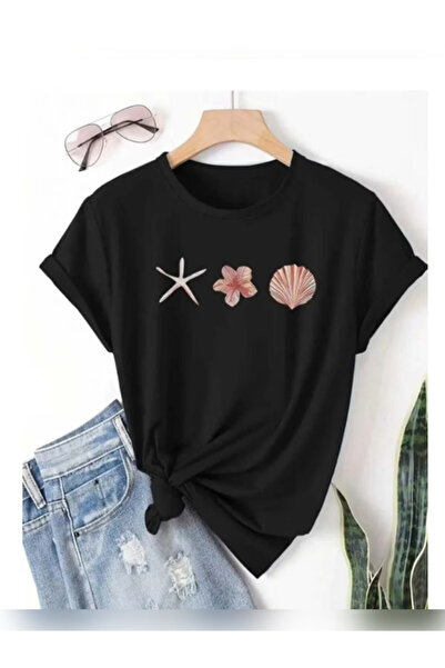 TİMİSİVA Unisex oversized SANATSAL με τύπωμα Μαύρο μπλουζάκι με κοντό μανίκι ...