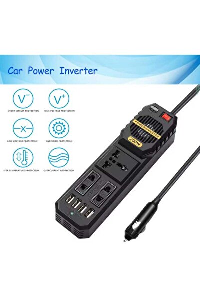 BYGD محول طاقة للسيارة بقدرة 200 واط، يحول التيار المستمر 12 فولت إلى تيار مت...