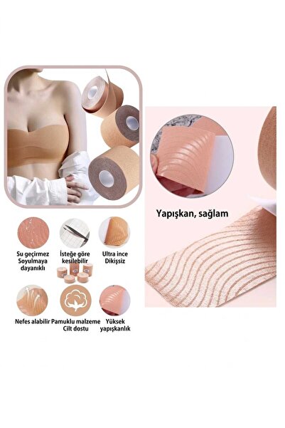 LOVYCO Profesyonel Bandı - Su Geçirmez,Tere Dayanıklı Toparlayıcı Boob Tape 5 Metre