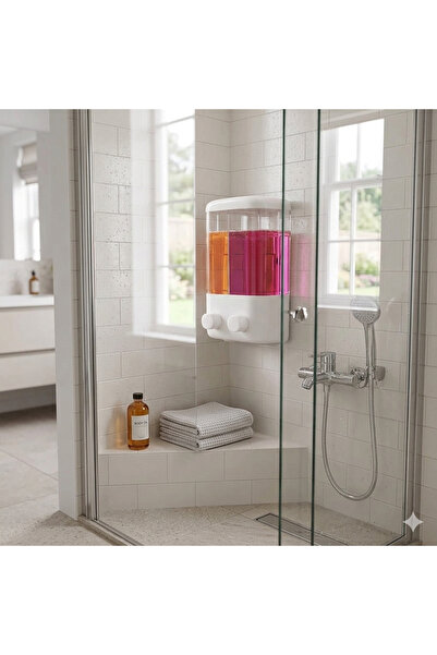 seahome 1 Pcs Shower Cabin Adhesive Double Compartment Wall Mounted Manual So...