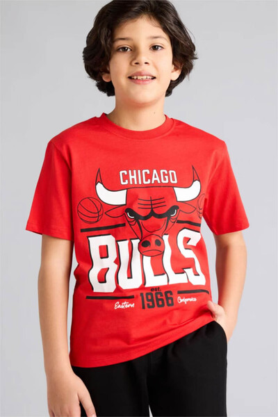 DeFacto 100% βαμβακερό μπλουζάκι NBA Chicago Bulls για αγόρια G7615A826SM