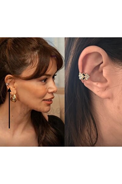 mibrillo Marka muadili iki renk taşlı earcuff ( kızılcık şerbeti Başak kıkırd...