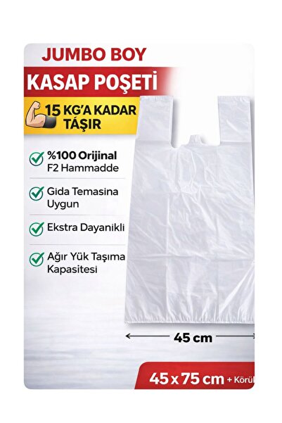 figanlar ambalaj 1 ADET Jumbo Boy Kasap Poşeti 45x75 cm Körüklü – 15 Kg Taşım...