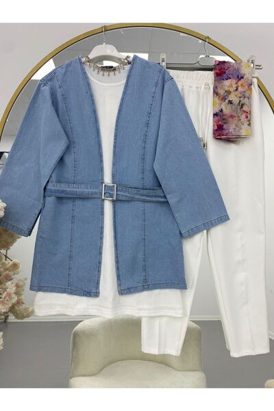 YILMAZBARMAZ kadın kot kimono takım