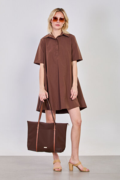 BARRELS AND OIL Women's polo neck short dress - dark brown