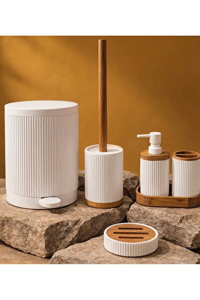 AROW Çırağan Home Camellia Akrilik Yuvarlak 5 Parça Banyo Takımı