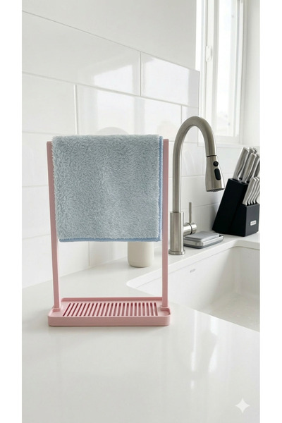 Aaron Boriss Dishcloth Hanger – Countertop Drying Stand-Pink