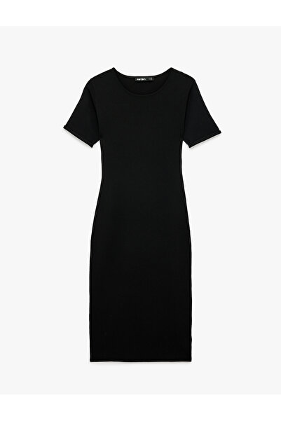 Koton Short Sleeve Round Neck Midi Length Fine Knit Pencil Dress