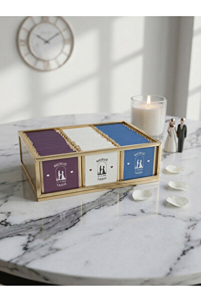 Melodi Çikolata Kişiye Özel Cam Pirinç Çerçeveli Çikolata Kutusu Söz Nişan İs...