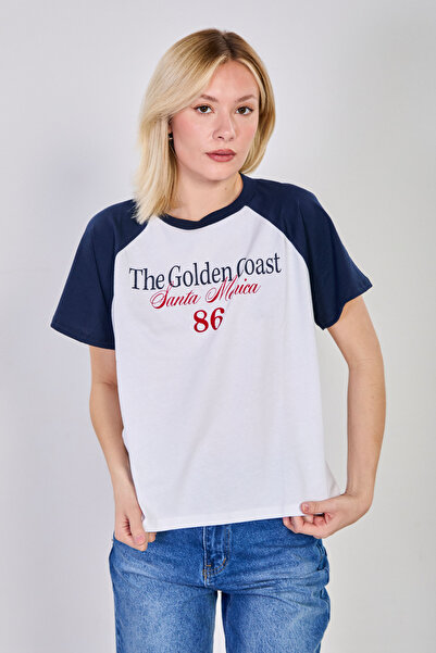 BARRELS AND OIL Ženska majica sa prednjim Štampano rukavima Sa ukrasnim detal...