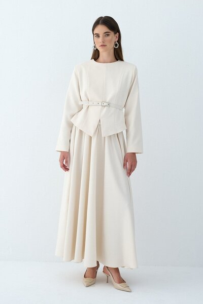 Miraydın Butik Set elegant de jachetă și fustă din țesătură Double crep pentr...