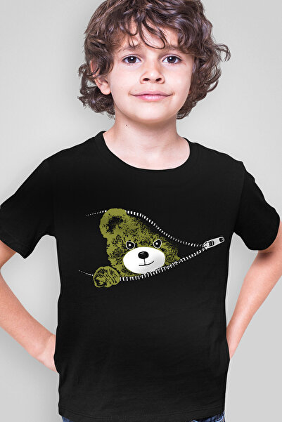 ROCKANDROLL Tricou negru cu mânecă scurtă Teddy pentru băieți, cu fermoar