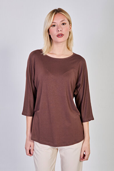 BARRELS AND OIL Women's Three-Quarter Sleeve Blouse - Brown