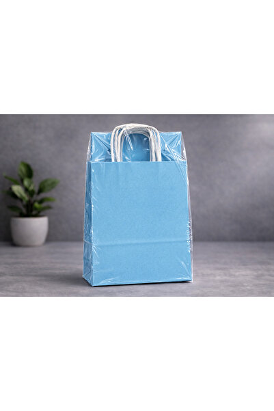 Atölye Kraft Bebe Mavisi Renk Kraft Çanta 18x8x24 cm 25 Adet