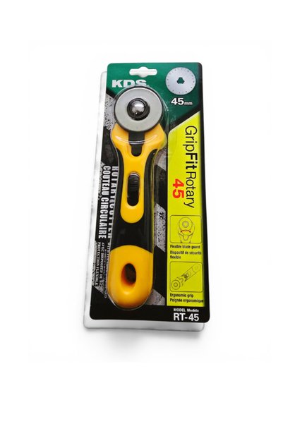 KDS RT-45 45mm Rotary Cutter – Ergonomic Grip, Blade Guard for Quilting & Crafting