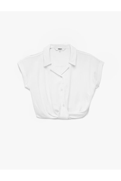 Koton Buttoned Sleeveless Shirt Collar T-Shirt with Tie-Up Detail