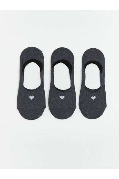 LC Waikiki جوارب راقصة الباليه النسائية المطبوعة على شكل قلب من أنثراسايت، 3 قطع