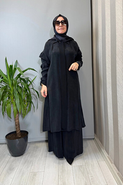 MISS DALIDA Kol Detaylı Cupro Kap Siyah T26Y-8007