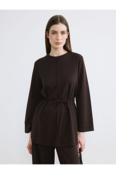 LC Waikiki Rmz Gi̇yi̇m Farkiyla Belted Soft Touch Women's Sweatshirt Tunic