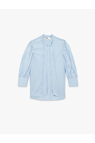 Koton Риза от поплин с вратовръзка, дълги балонни ръкави и копчета