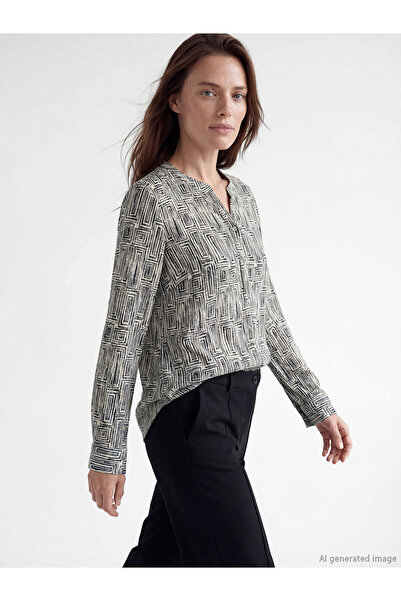 LC Waikiki Lcw Grace Beige Collar Patterned Blouse with Nevavm Difference - S...