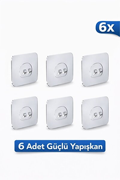 Capella Süper Güçlü Yapışkan Banyo Askısı Yedek 6 Adet Sticker Raf Tutucu Askı