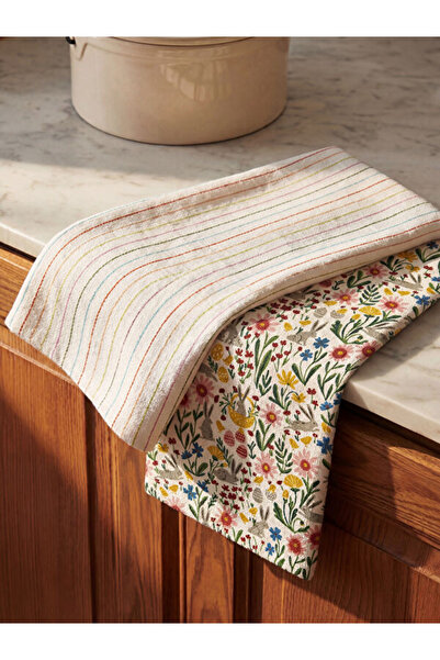LC Waikiki Rmz Gi̇yi̇m Farkiyla Floral Embroidered Tea Towel 2-Pack 40X50 cm