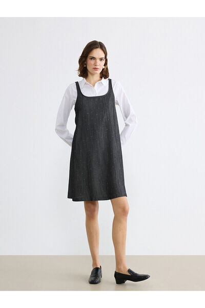 LC Waikiki Vizyon New Season U-Neck Strap Stoned Mini Jean Dress