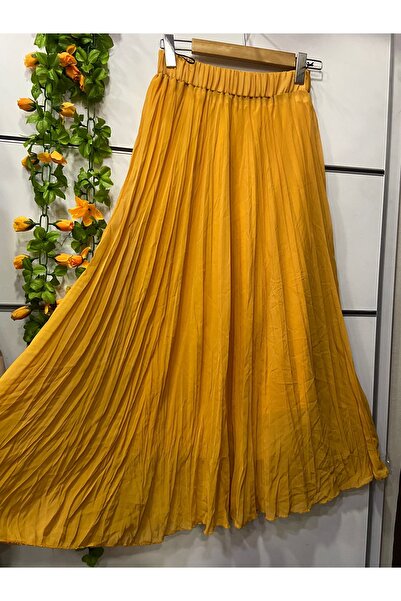 edu collection Chiffon A-Line Skirt Lined Yellow