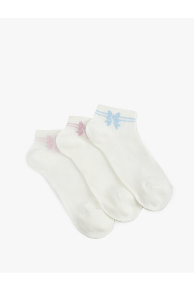 Koton Cotton Piece Bowknot Printed 3-Piece Sock Set