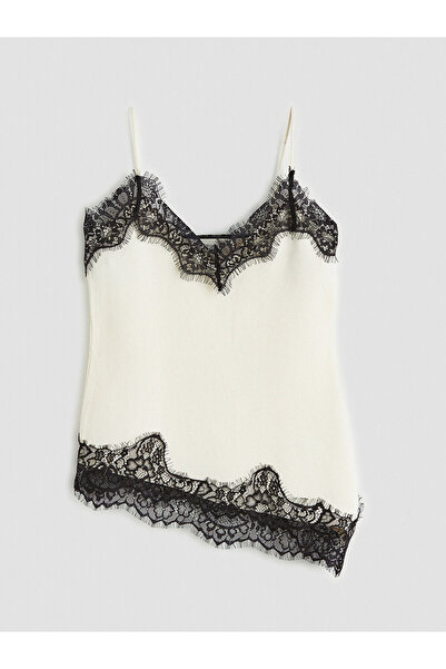LC Waikiki Peak New Season V-Neck Rope Strap Lace Women's Undershirt