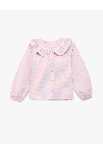 Koton Pamuklu Fırfırlı Uzun Kollu Bebe Yaka Gömlek