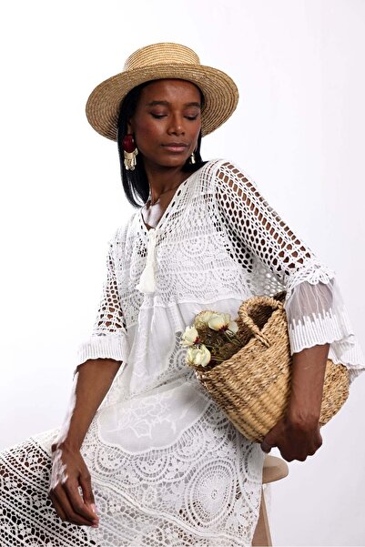 5in1Canpolat White Lace Pack V-Neck Dress 38995