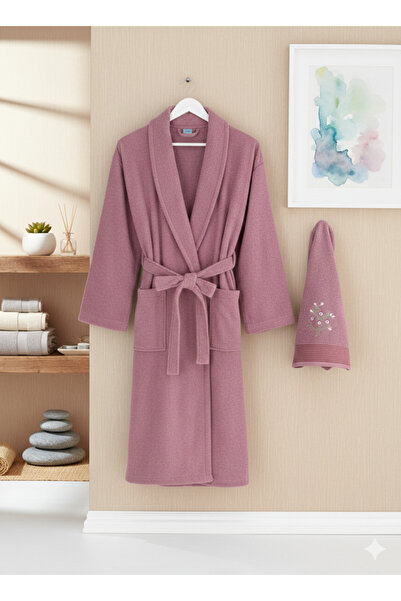 COTTONQUEEN Zena Unisex Plum Towel Bathrobe Set of 2