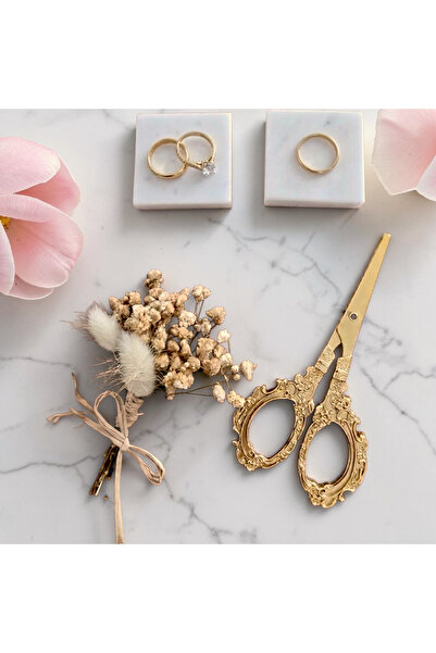 AYZ HOME Marble Ring Holder Natural Dried Flower and Gold Promise Engagement ...