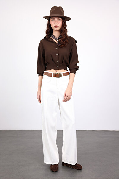 5in1Canpolat Beyaz Kemerli Tensel Denim Pantolon 0030