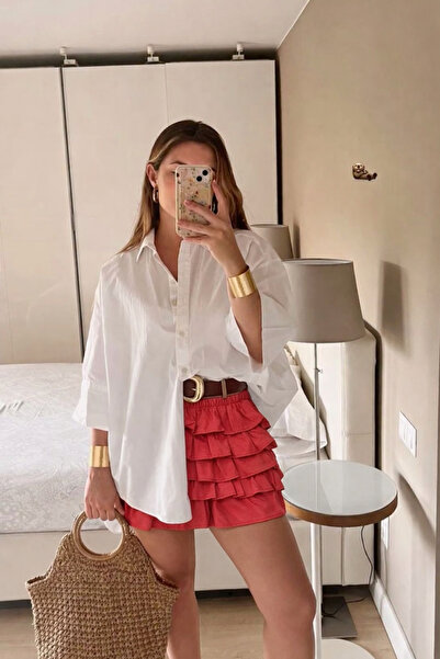 oshebu Γυναικεία Μίνι Φούστα Ποπλίνα με Στρώσεις