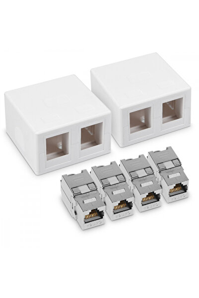 KWmobile Set de 2 prize de rețea RJ45 pentru două persoane ecranate cu 2 cone...