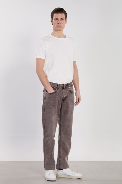 BARRELS AND OIL بنطلون رجالي فضفاض - بني كارو سنترال.