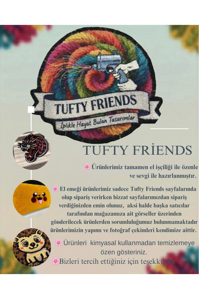 tufty frıends iplikle hayat bulan tasarımlar Logolu Tufting Halı - Yumuşak Tü...