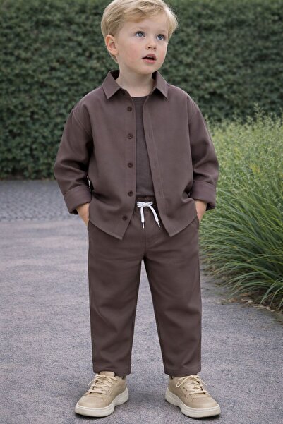 babymoon kids Boy's Woven Fabric 100% Cotton Bottom and Top 2-Piece Set (Comf...