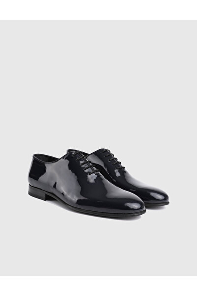 İLVİ Cesare Genuine Patent Leather Leather Navy Blue Men's Tuxedo Shoes