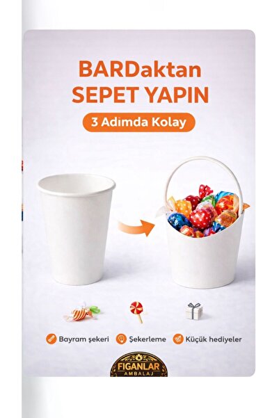 figanlar ambalaj Karton Bardak 14 Oz Beyaz 10 Adet – Sepet Bardak Yapımı İçin...