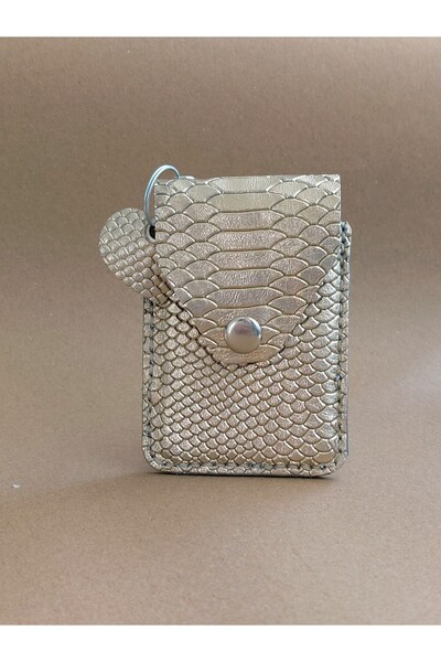 LUNA LUSTER Genuine Leather Minimal Palm Snake Pattern Leopard Design Women's Wallet Card Holder Drc-26