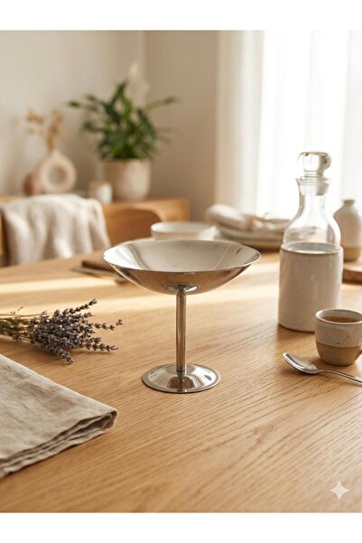 ÖZBURAK Paslanmaz Çelik Dondurmalık İIkramlık Sunumluk Çerezlik & Kase Çap:16...