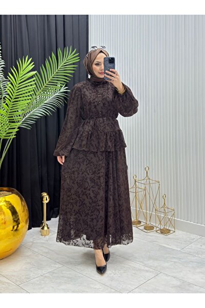 MissPul Double Floral Set with a Flocked Skirt, Inside Details a Lined D Lace