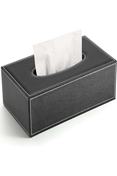 Dreamhigh Leather Tissue Box - 23.5x12.5x8.8 cm - Black
